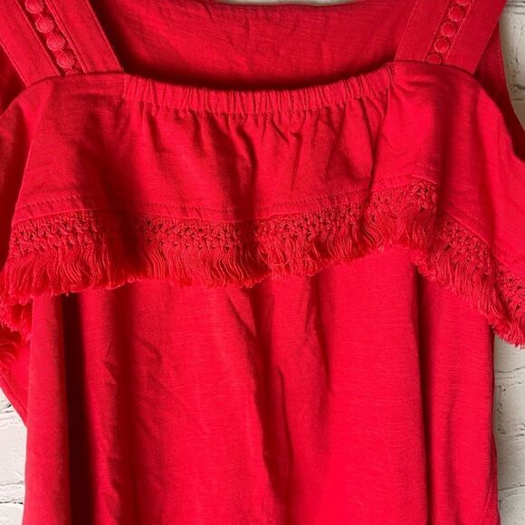 J.Crew Womens Size Small Fringe Knit Tank Top Red Sleeveless 100% Cotton - Picture 10 of 14